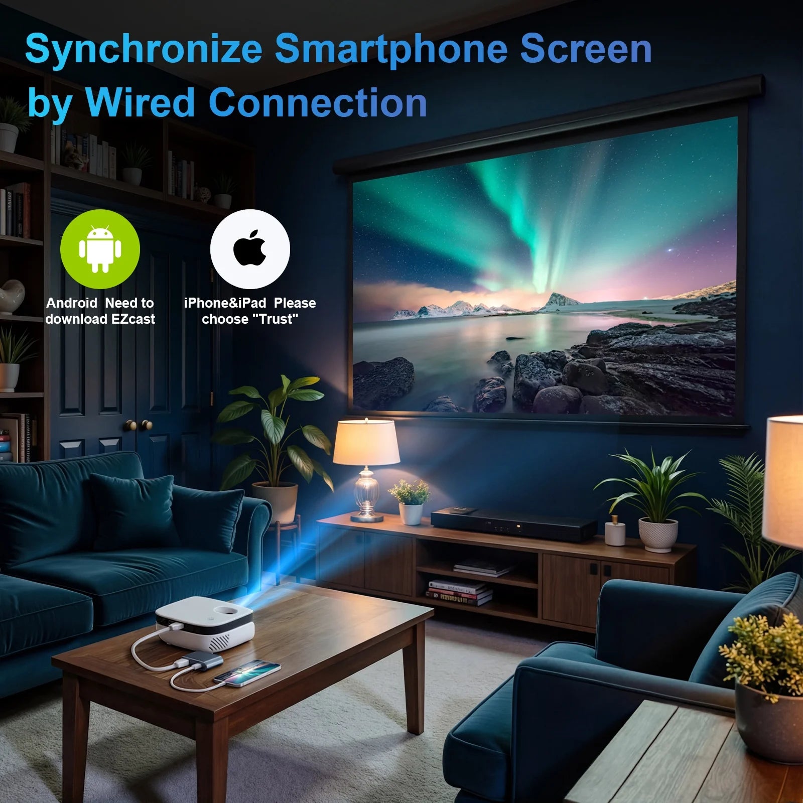 1080P Mini Projector with Bluetooth,Keystone Correction,Up to Support 240'' Screen